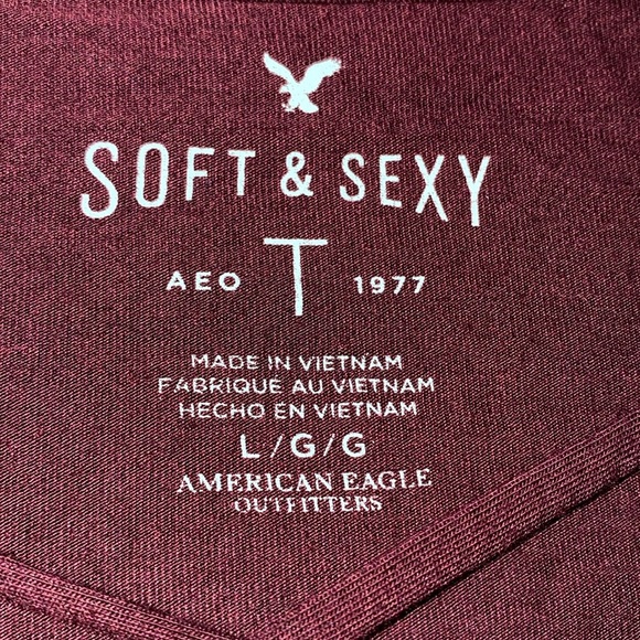 AMERICAN EAGLE OUTFITTERS Soft & Sexy lace up v-neck burgundy wine flowy size L - Picture 4 of 11